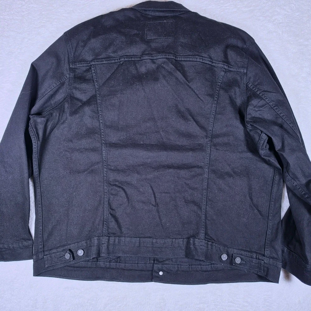 NEW Levi's Trucker Jacket Mens 3XLT Black Cotton Blend Stretch L/S Button Up